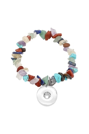 Snap Jewelry Colorful Stone Chip Stretch Bracelet with 18MM Interchangeable Ginger Charm Holder