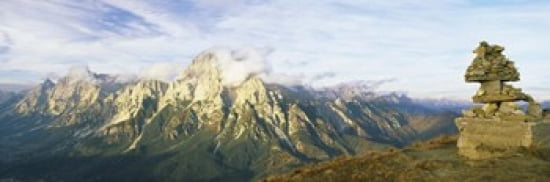 Stone Structure with a mountain range in the background Mt Antelao Dolomites Cadore Province of Belluno Veneto Italy Canvas Art - Panoramic Images (36 x 12)