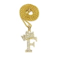 thumbnail image 1 of Stone Stud Allover Tilted Crown Initial F Pendant w/ 2mm 24" Rope Chain Necklace, Gold-Tone, 1 of 4