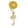 thumbnail image 1 of Stone Stud Allover Tilted Crown Initial J Pendant w/ 2mm 24" Rope Chain Necklace, Gold-Tone, 1 of 4