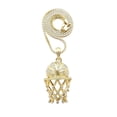 thumbnail image 1 of Stone Stud Basketball Goal Net Pendant with 2mm Box Chain Necklace, Gold-Tone/36", 1 of 2