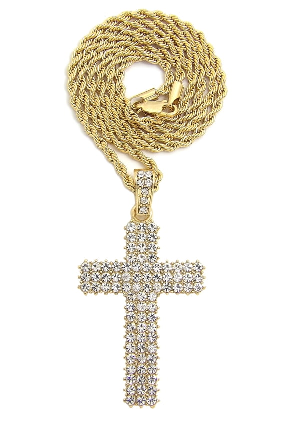 Stone Stud Basketball Goal Pendant with 3mm 18" Rope Chain Necklace, Gold-Tone