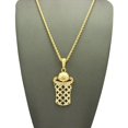 thumbnail image 1 of Stone Stud Basketball Net Pendant w/3mm 18" Rope Chain Necklace, Gold-Tone, 1 of 2