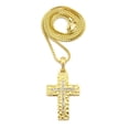 thumbnail image 1 of Stone Stud Cross on Nugget Cross Pendant with Chain Necklace - 2mm 24" Gold-Tone Box Chain, 1 of 4