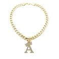 thumbnail image 1 of Stone Stud Crowned Initial Pendant with 11mm Cuban Chain Necklace, Letter A/Gold-Tone/30", 1 of 1