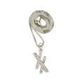 thumbnail image 1 of Stone Stud Double X Pendant w/ 2mm 24" Box Chain Necklace, Silver-Tone, 1 of 4