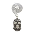 thumbnail image 1 of Stone Stud Full Face Ski Mask Goon Pendant with 3mm Cuban Chain Necklace, Silver-Tone, 30", 1 of 3