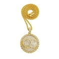 thumbnail image 1 of Stone Stud Initials QC Spinner Pendant with 2mm Rope Chain Necklace, Gold-Tone, 24", 1 of 4