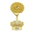 thumbnail image 1 of Stone Stud King Royal Crown Pendant with Chain Necklace - 4mm 36" Gold-Tone Rope Chain, 1 of 4