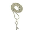 thumbnail image 1 of Stone Stud Lever Lock Key Micro Pendant w/2mm 24" Rope Chain Necklace, Silver-Tone, 1 of 4