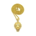 thumbnail image 1 of Stone Stud Mane Lion Head pendant w/2mm 24" Rope Chain Necklace, Gold-Tone, 1 of 2