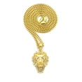 thumbnail image 1 of Stone Stud Mane Lion Head pendant w/3mm 24" Cuban Chain Necklace, Gold-Tone, 1 of 4