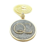 Stone Stud QC Dusted Medal Pendant with 4mm Cuban Chain Necklace, Gold/Silver-Tone-24"