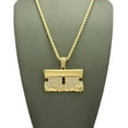 thumbnail image 1 of Stone Stud Shaving Cream Razor Blade Pendant w/3mm 18" Rope Chain Necklace, Gold-Tone, 1 of 2