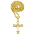thumbnail image 1 of Stone Stud Superposed Gothic Cross Pendant w/ 6mm 30" Cuban Chain Necklace, Gold-Tone, 1 of 4