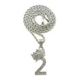 thumbnail image 1 of Stone Stud Tilted Crown Number Micro Pendant with 2mm Rope Chain Necklace, #2/Silver-Tone/24", 1 of 2