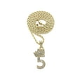 thumbnail image 1 of Stone Stud Tilted Crown Number Micro Pendant with 2mm Rope Chain Necklace, #5/Gold-Tone/20", 1 of 2