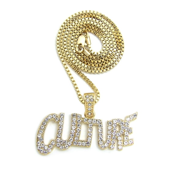 Stone Stud Wavy CULTURE Pendant with 2mm Box Chain Necklace, Gold-Tone, 20"