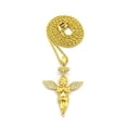 thumbnail image 1 of Stone Stud Winged Praying Halo Angel Pendant with Chain Necklace - 3mm 18" Gold-Tone Rope Chain, 1 of 4