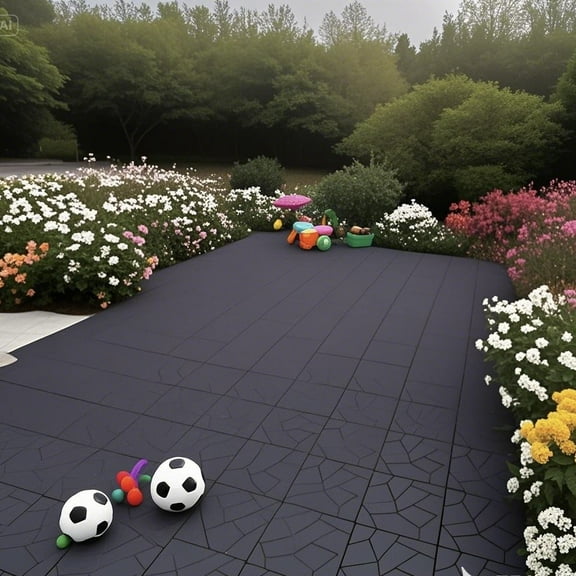 Stone Style 12" Patio Deck Tiles, DIY Module Interlocking Decking Tiles Floor Tile Outdoor and Indoor,Easy and Quick Installation Court Tiles for Porch Poolside Balcony Backyard 44pcs DARK GRAY