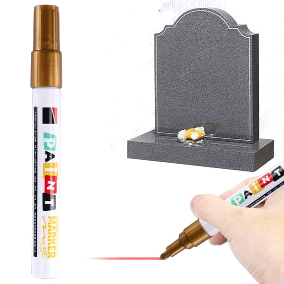 Stone Tablet Touch up Paint Pen Waterproof Heat Resistant Metal Marker for Monument Lettering Restoration Outdoor Engraving Refinishing Kit with Industrial Grade Fade Proof Ink, 8 Pcs