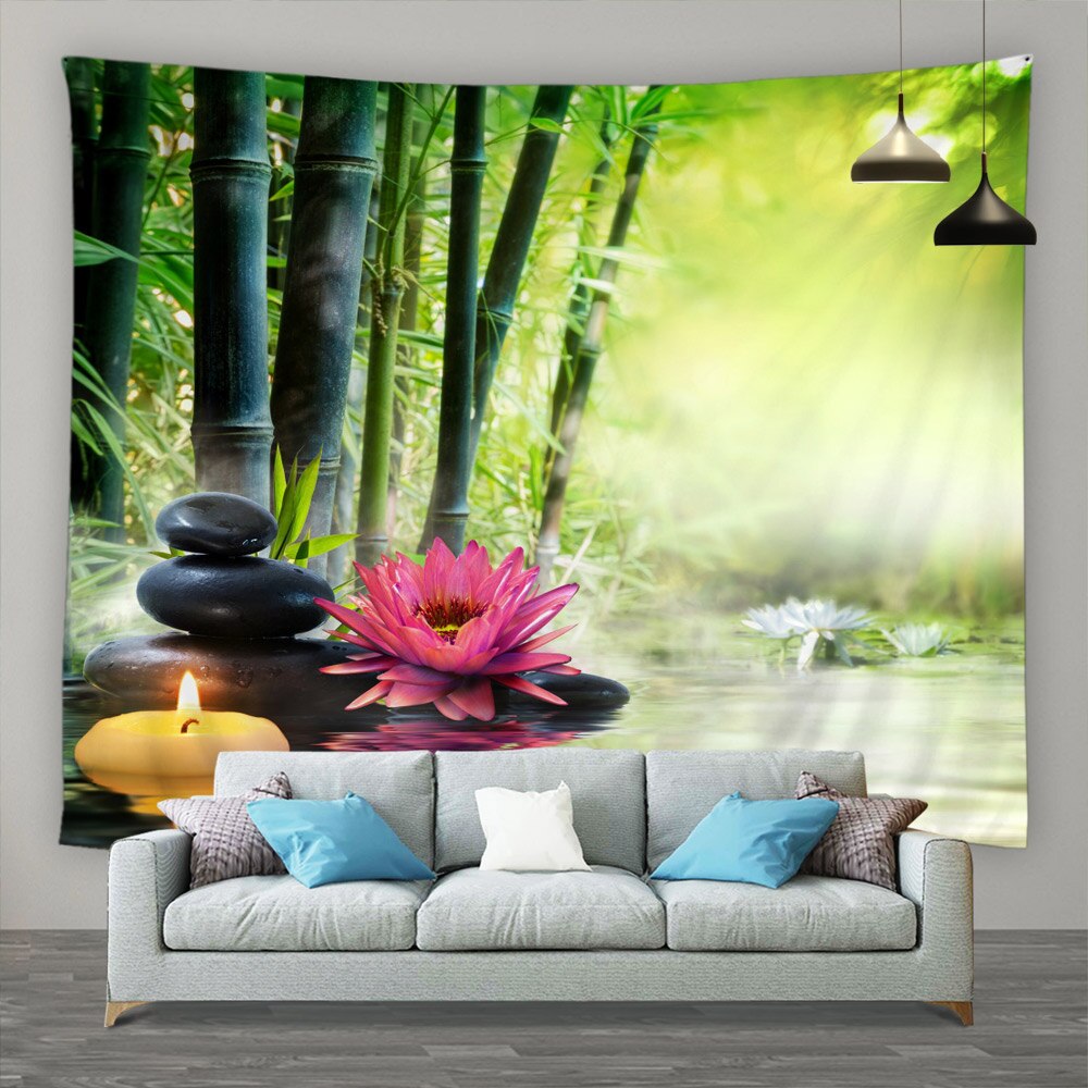 Stone Tapestry 3D Printing Butterfly Orchid Landscape Living Room Wall
