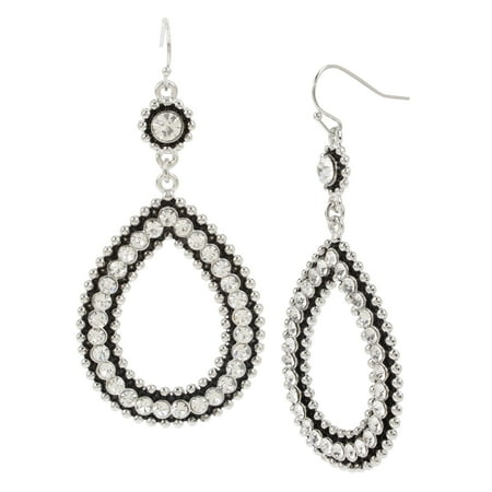 Stone Teardrop Gypsy Hoop Earrings