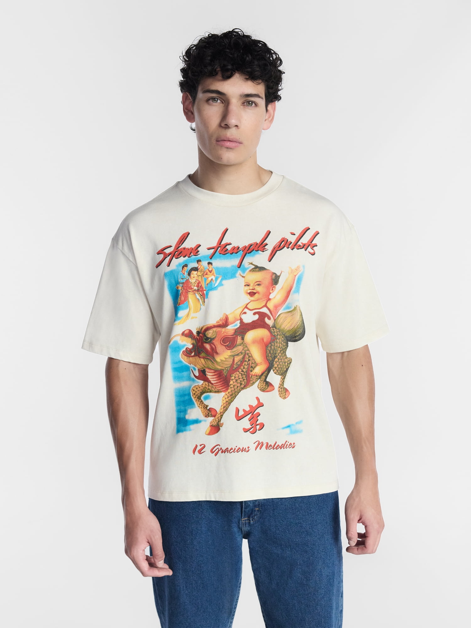 Stone Temple Pilots Mineral Washed Boxy Fit Graphic Tee Shirt, Sizes XS-4XLT