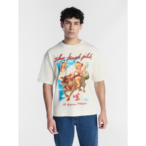 Stone Temple Pilots Mineral Washed Boxy Fit Graphic Tee Shirt, Sizes XS-4XLT