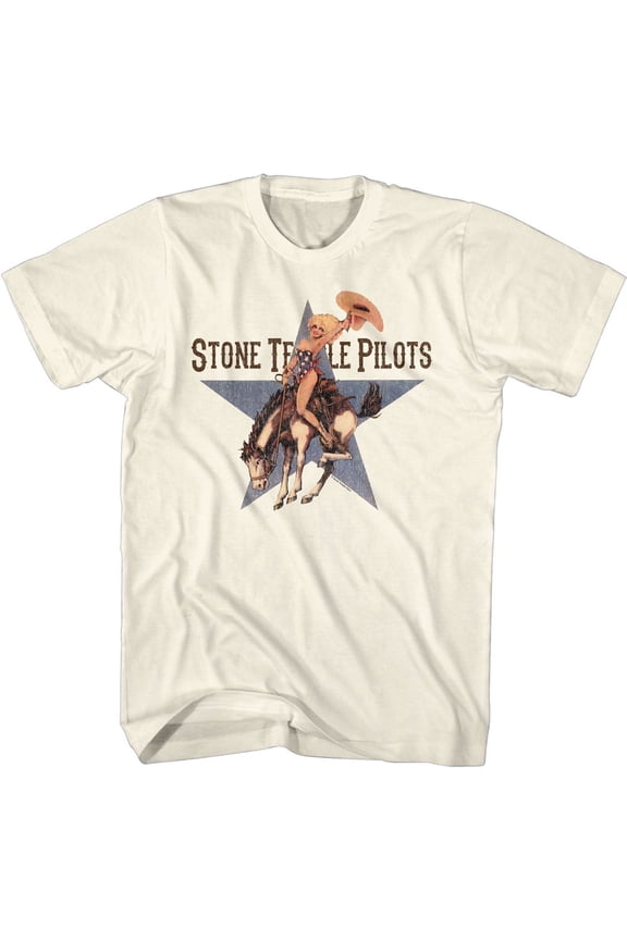 Stone Temple Pilots Riding Bronco Natural Adult T-Shirt