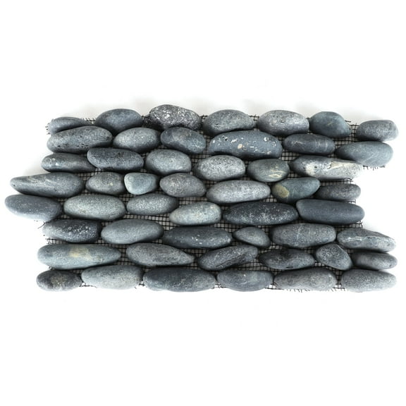 Stone Ten Stacked Black Pebble Tile - DIY Backsplash Tile - 10 Pack