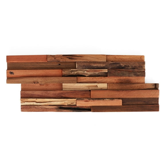 Stone Ten Teak 3D Wall Panels - Teak Wood Planks - Decorative Boho Wood Panels - Backsplash Shiplap Boards (48, Reclaimed)