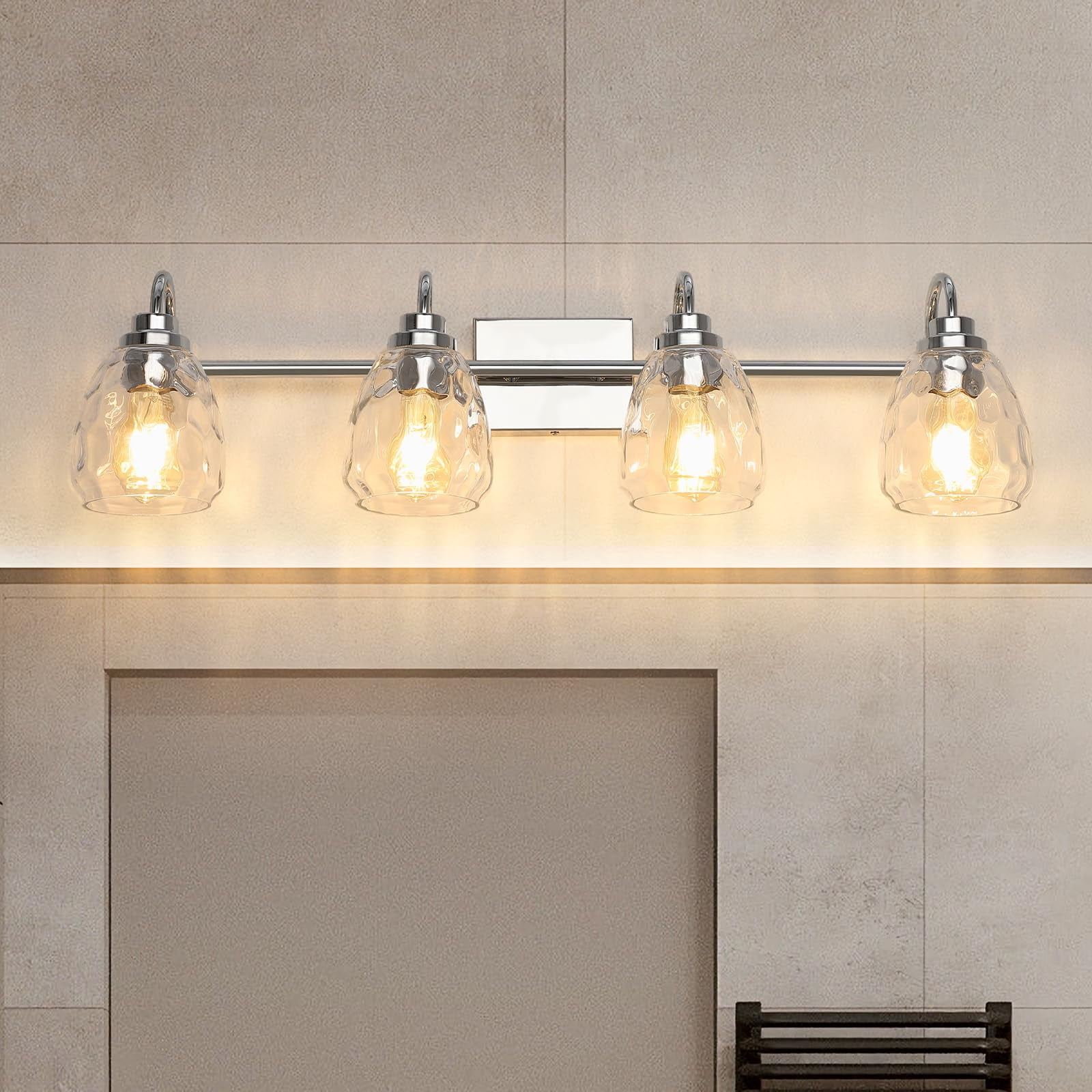 Stone Texture Wall Sconce Bathroom Vanity Lamp 3 Light Chrome Modern ...