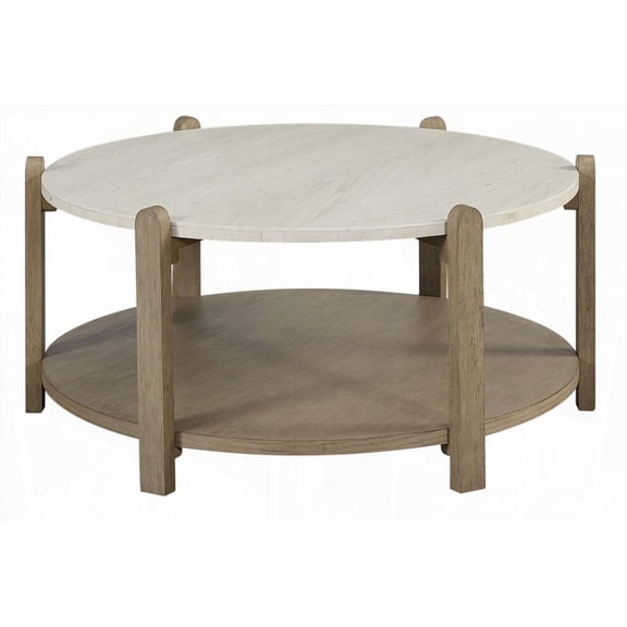 Stone Top Cocktail Table with Natural Stone Top and Rich Toffe Finished Wood Base