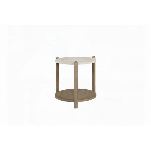 Stone Top End Table with Toffee Finished Wood Base