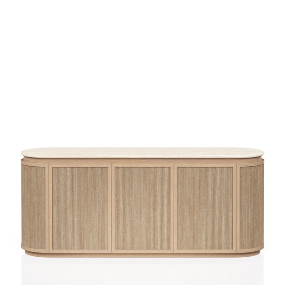Stone Top Rope Server | Ideal for Stylish Spaces | Solid Wood and Travertine Craft | Soft - Closing for Secure Storage