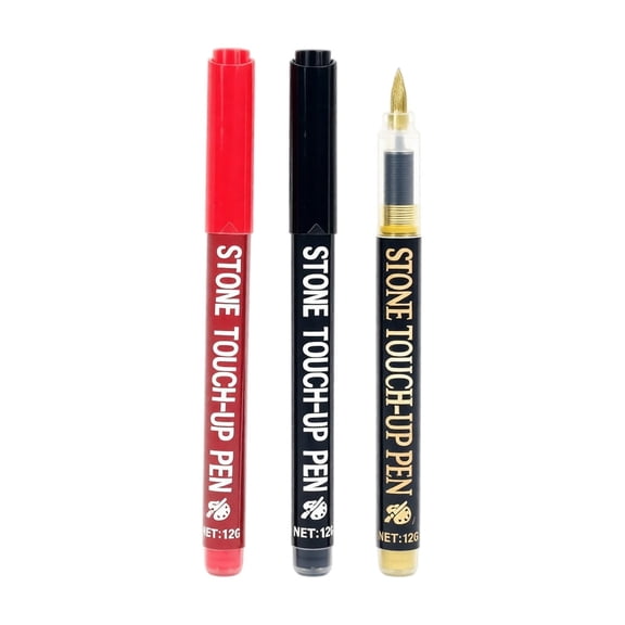 Stone Touch Up Pen Set, Weatherproof Waterproof, 3 Pack 0.1 oz Stone Repair Markers, for Cemetery Tombstone Memorial Monument Lettering Refinish and Color Filling Restoration
