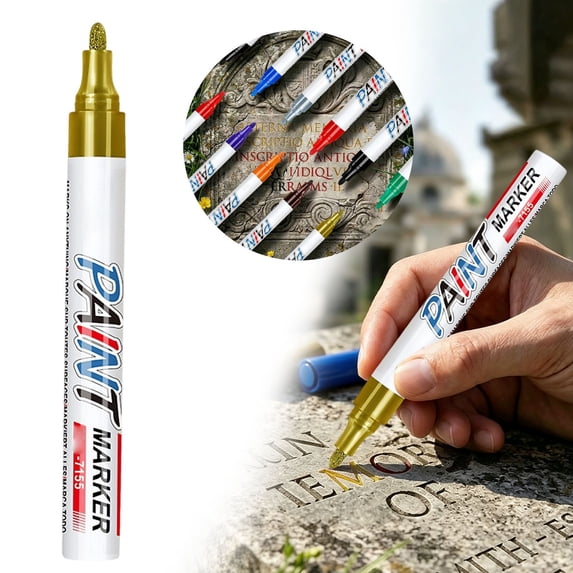 Stone Touch-Up Pen Set, Waterproof Permanent Tombstone Markers, Repair Pens for Marble Granite, Scratch & Lettering Restoration Markers, Outdoor Stone Markers, DIY Surface Repair Pens