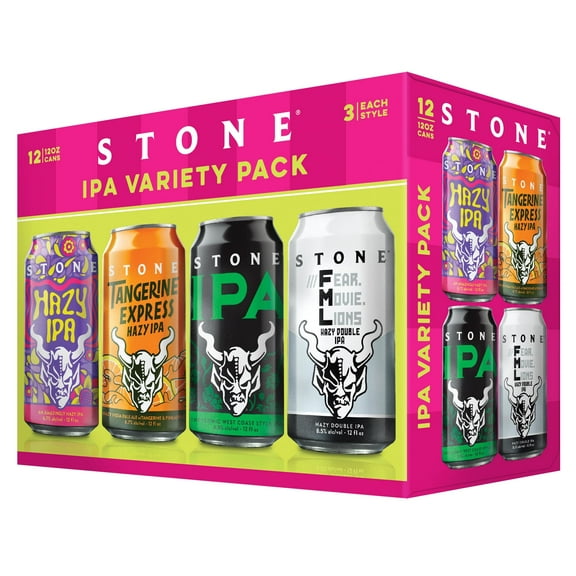 Stone Variety IPA Craft Beer, 12 fl oz, 12 Pack Aluminum Cans