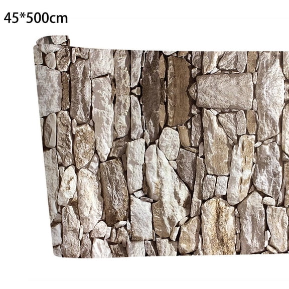 Stone Wall Self-Stick Wallsticker Roll 3D Effect Vinyl Art For Home Decals