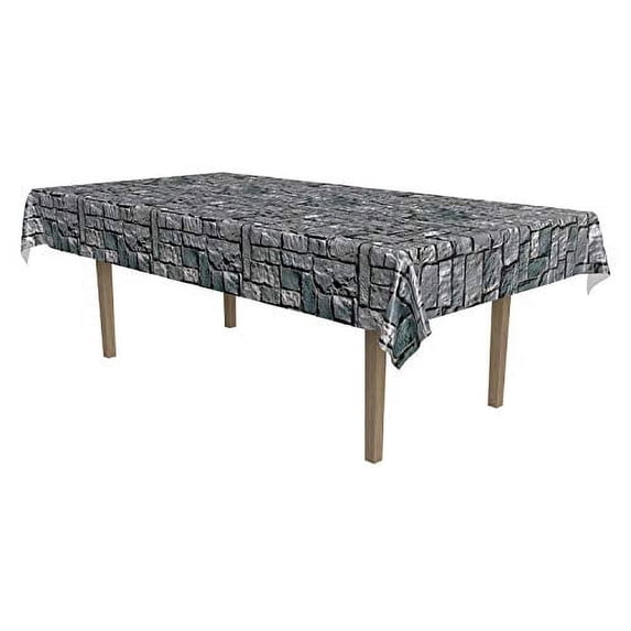 Beistle Stone Wall Tablecover, 54” x 108”(4.5ft x 9ft)