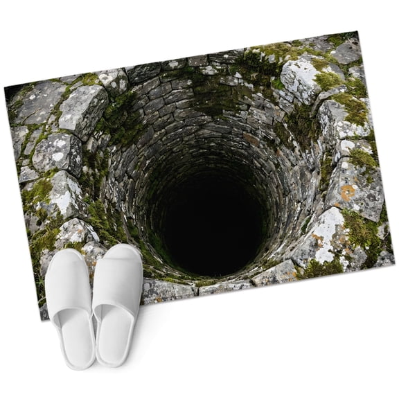 Stone Well Bathroom Rug Washable 2x3 Entryway Rug Non Slip Black Mysterious Ancient Well Front Door Mat Low Pile Indoor Doormat Throw Floor Carpet for Kitchen Bedroom Entrance