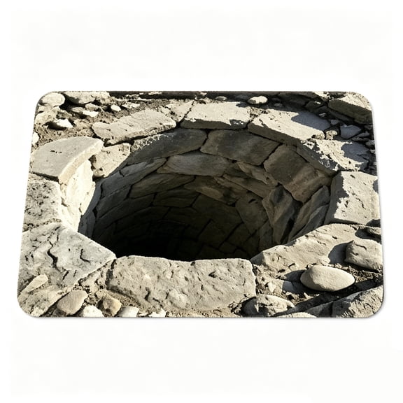 Stone Well Opening 3D Floor Mat Creative Visual Illusion Rug