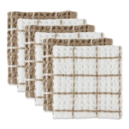DII Stone Windowpane Oversized Washed Waffle Cotton Dishcloth 6 Piece 20x30