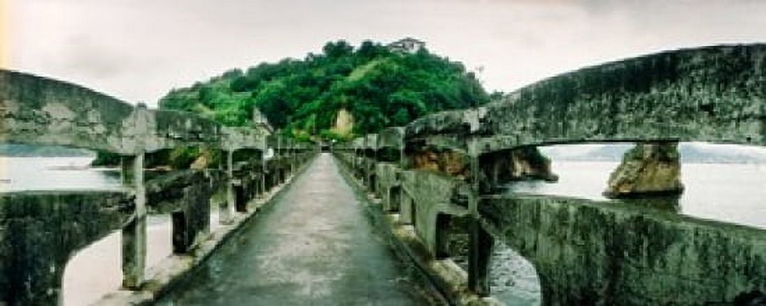 Stone bridge leading to a small island Niteroi Rio de Janeiro Brazil Canvas Art - Panoramic Images (30 x 12)