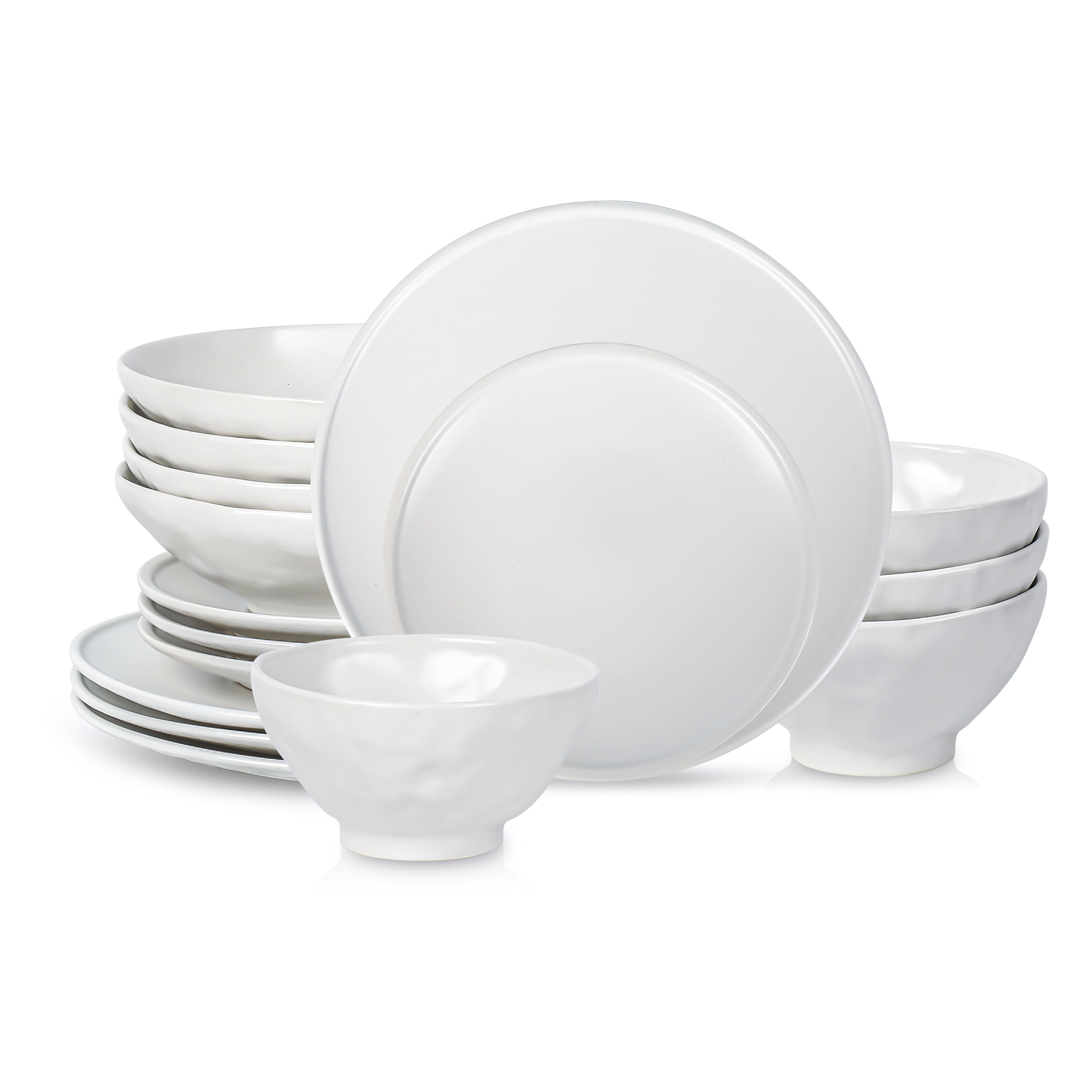 White Ceramic 16-Piece Minimalist Dinnerware Set