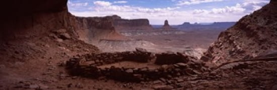 Stone circle on an arid landscape False Kiva Canyonlands National Park San Juan County Utah USA Canvas Art - Panoramic Images (36 x 12)
