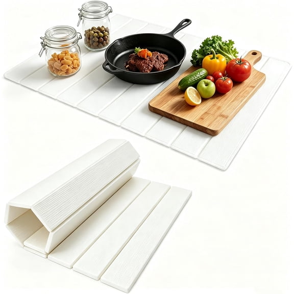 Stone dish drying mats for kitchen counter large 23.6"L x 15.4"W foldable diatomite dish stone drying mat, quick dry extra fast absorbent roll up rack, White/Black foldable stone dish drying mat