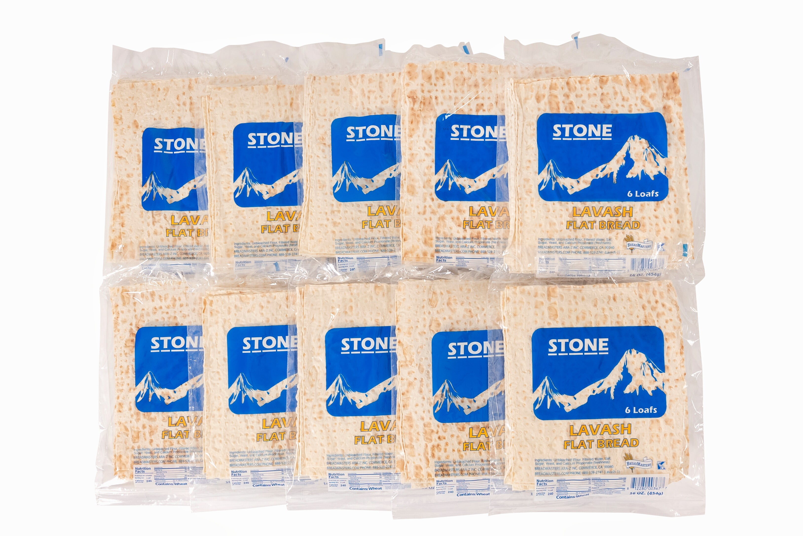 Stone lavash flat bread 10 packs of 6 (60 total)