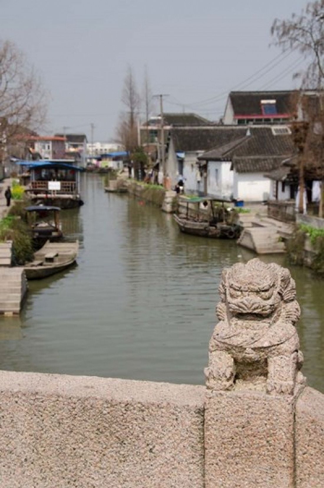 Stone lion on bridge Zhujiajiao Shanghai China Canvas Art - Cindy Miller Hopkins DanitaDelimont (11 x 16)